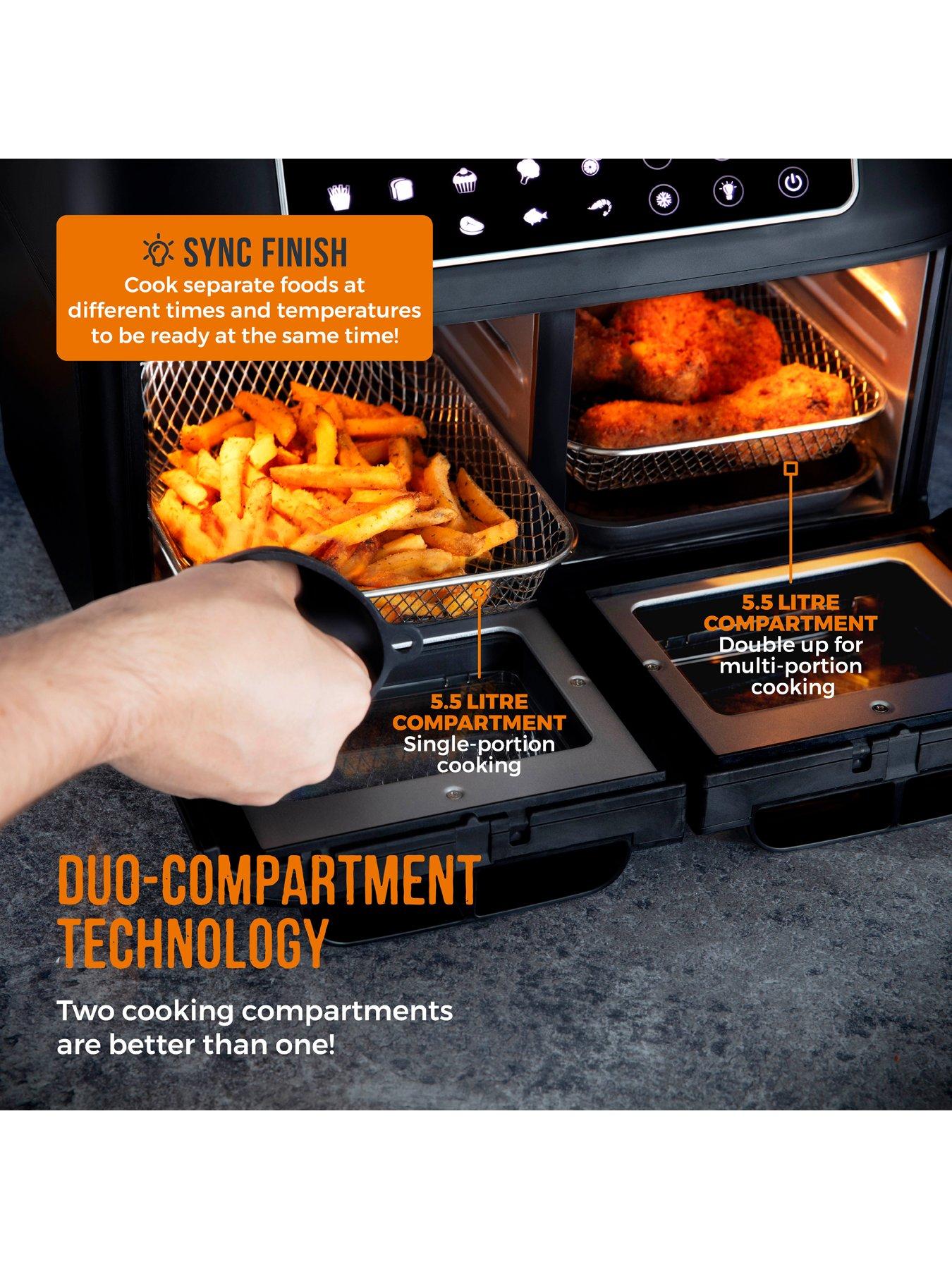 Image 3 of 7 of Tower T17102 Vortx Vizion Dual Compartment Air Fryer Oven with Digital Touch Panel, 11L, Black