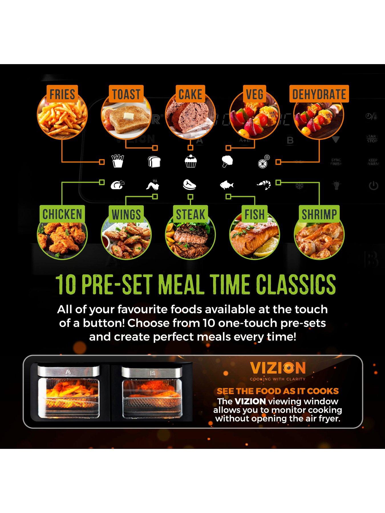 Image 4 of 7 of Tower T17102 Vortx Vizion Dual Compartment Air Fryer Oven with Digital Touch Panel, 11L, Black