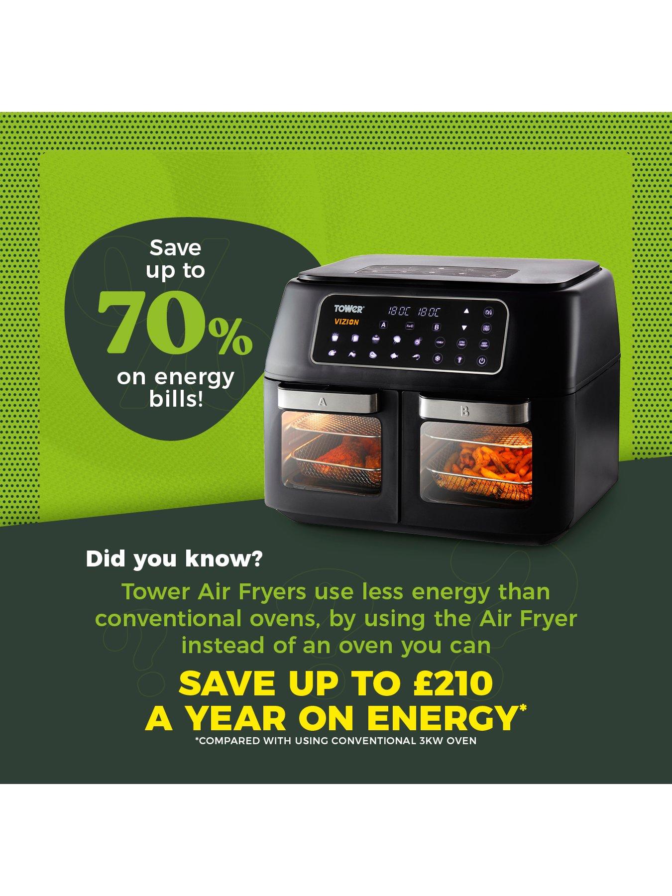 Image 6 of 7 of Tower T17102 Vortx Vizion Dual Compartment Air Fryer Oven with Digital Touch Panel, 11L, Black