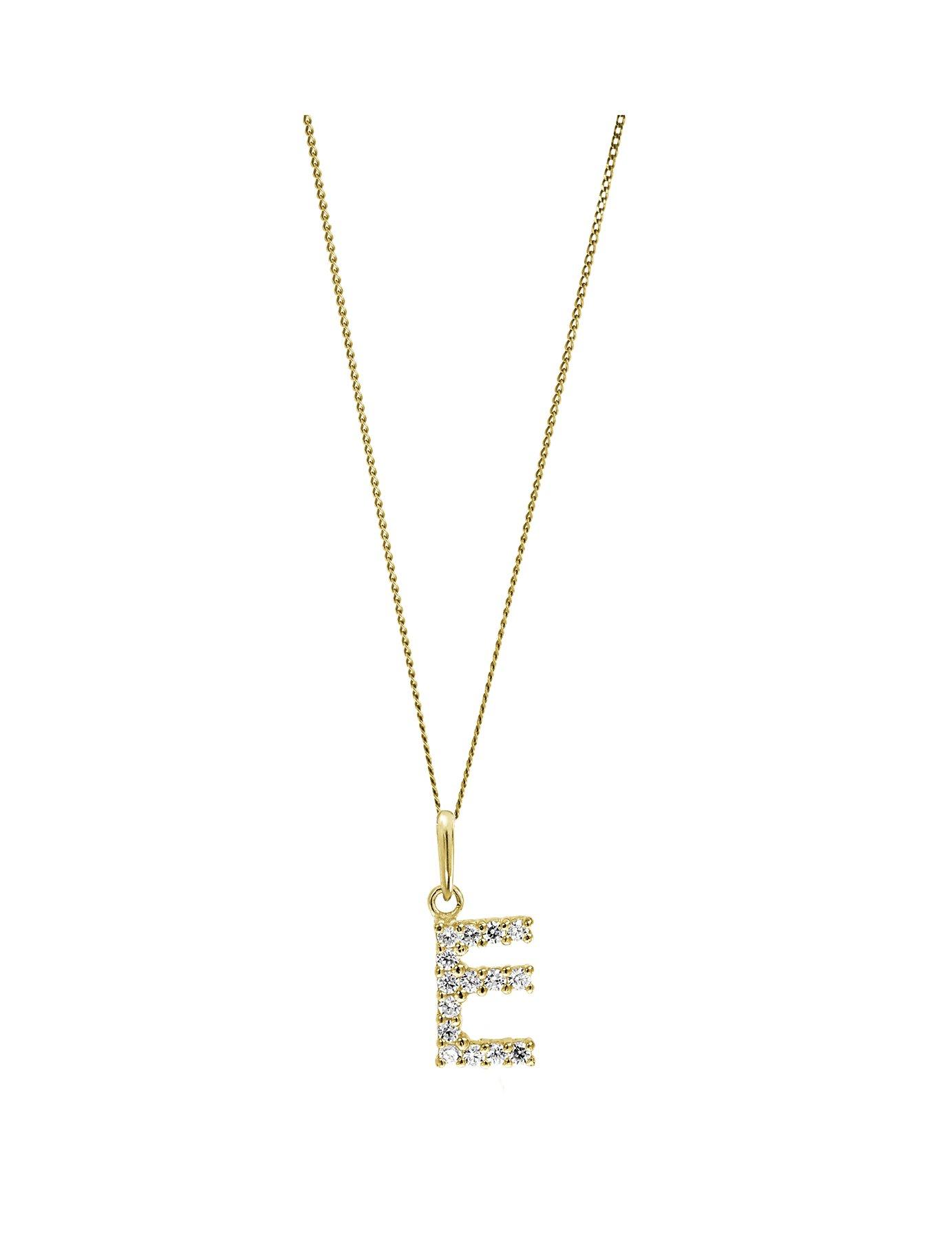 undefined 9ct Yellow Gold Cubic Zirconia Initial "A" Pendant Necklace