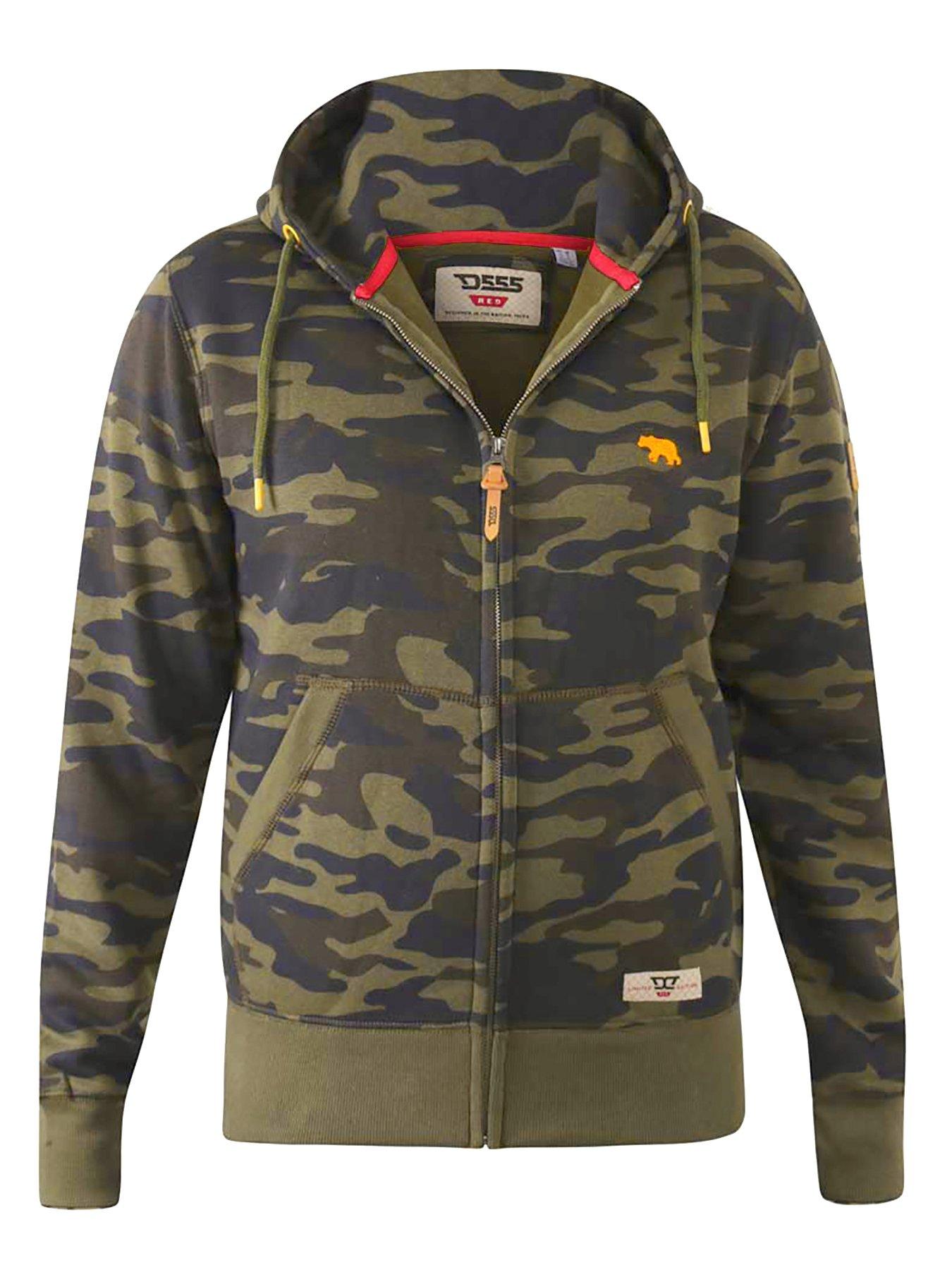 Image 2 of 4 of D555 Regent Camo Zip Through Hoody - Green