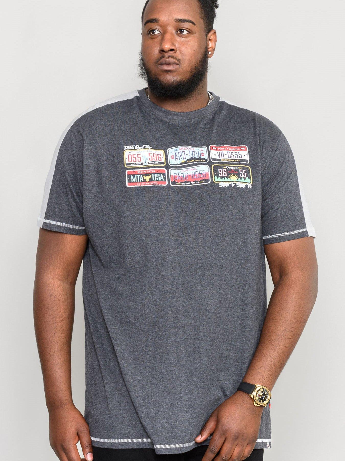 Image 1 of 4 of D555 Soho American Number Plate Print T-Shirt - Grey