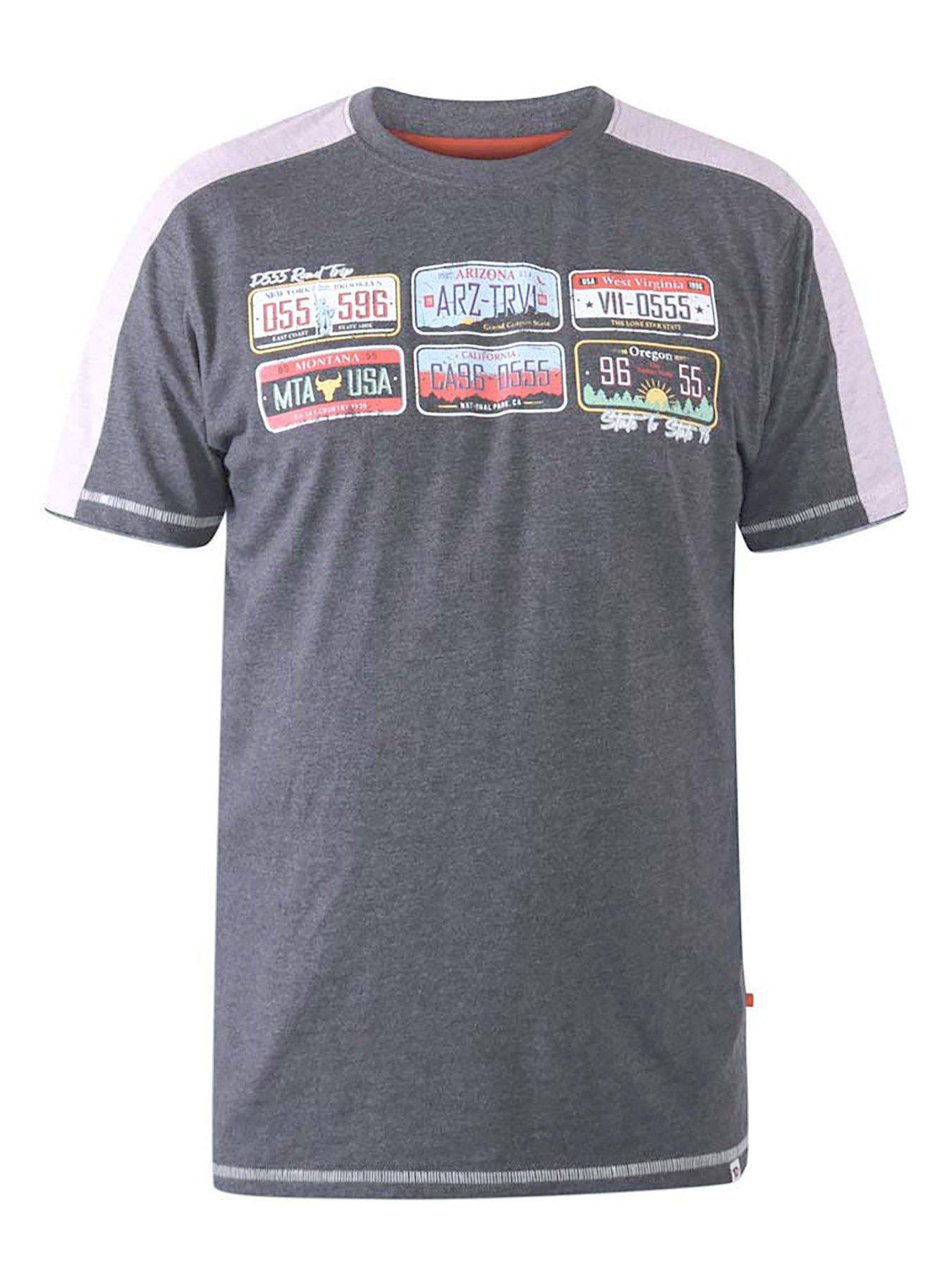 Image 2 of 4 of D555 Soho American Number Plate Print T-Shirt - Grey