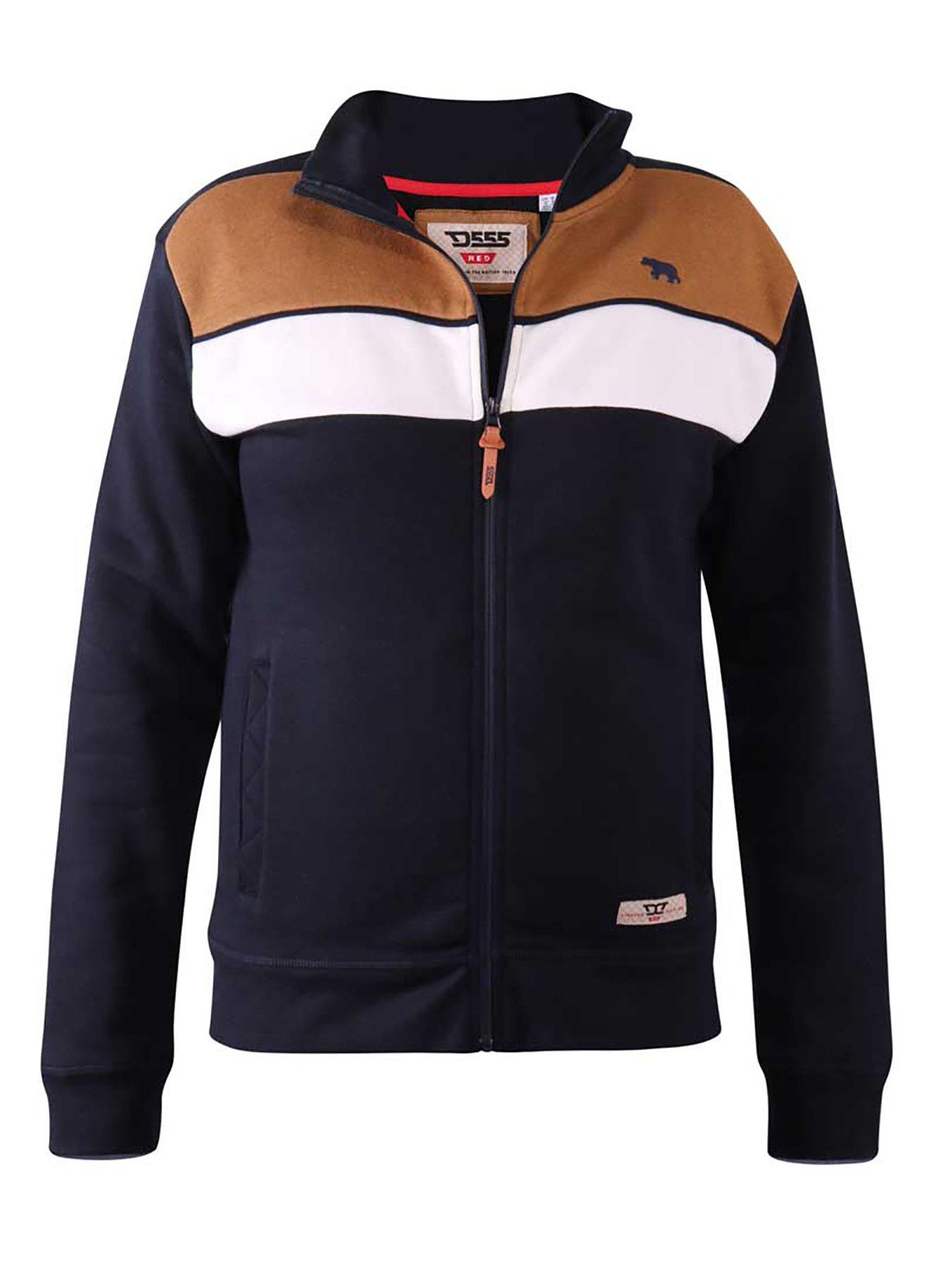  image of d555-willowbrook-cut-and-sew-full-zipper-sweatshirt-navy