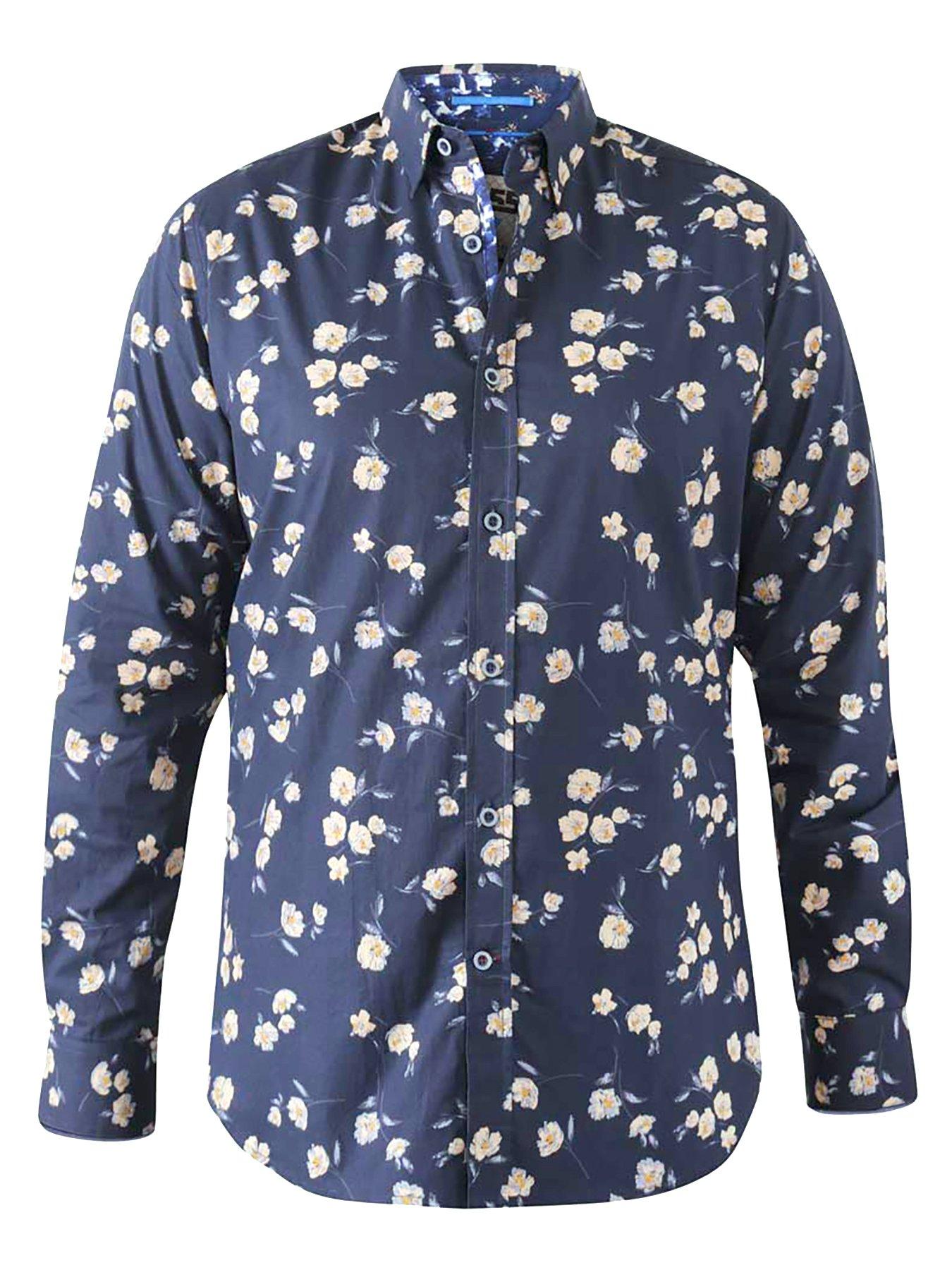 D555 Rooksey Floral Print Concealed Button Down Collar Shirt ...