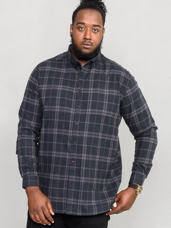 front image of d555-harwich-flannel-check-shirt-with-button-down-collar-black
