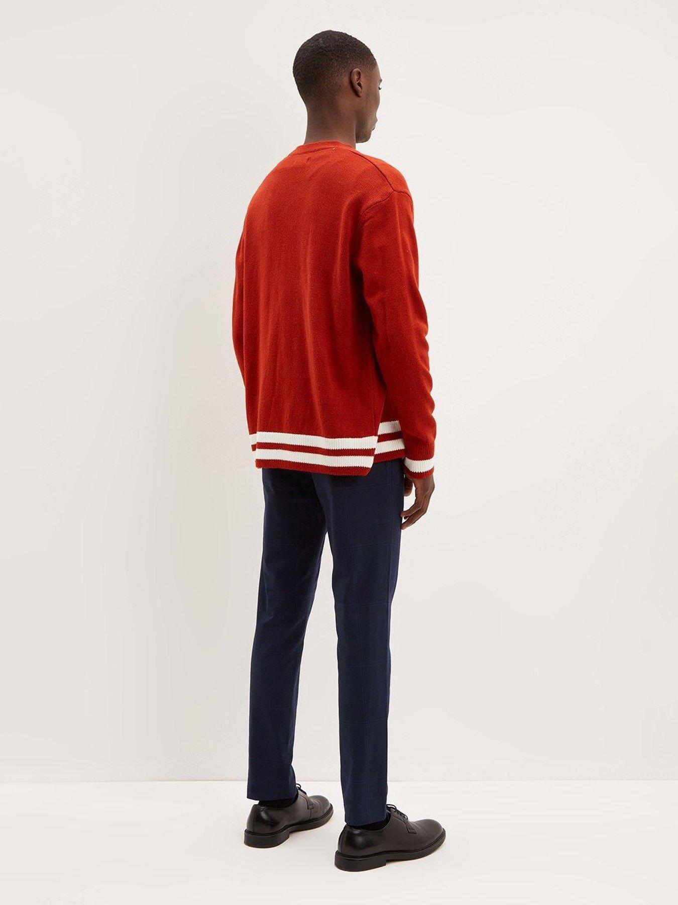  image of burton-menswear-london-skinny-tonal-check-trousers-navy