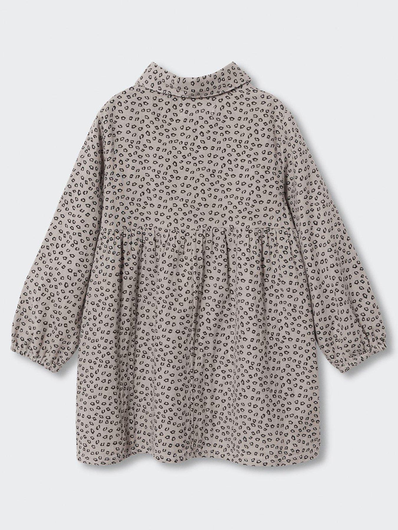 Mango Baby Girls Leopard Shirt Dress Grey