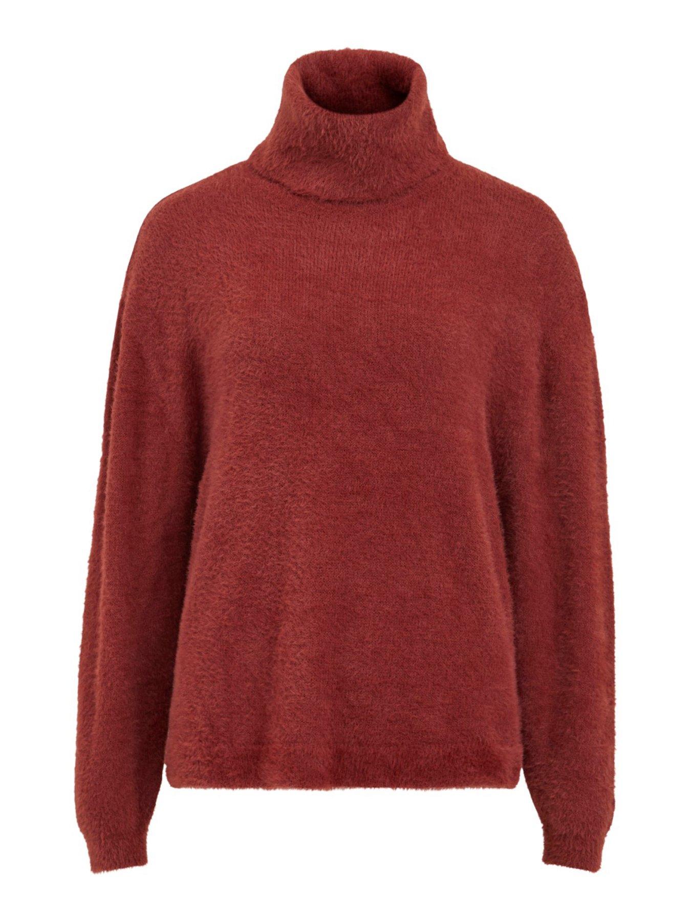  image of vila-lajuli-roll-neck-jumper-brick-red