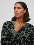  image of vila-leopard-print-knitted-jumper-greenblack