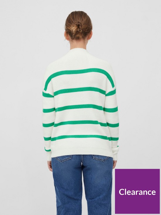 stillFront image of vila-mock-neck-rib-knit-jumper-whitegreen