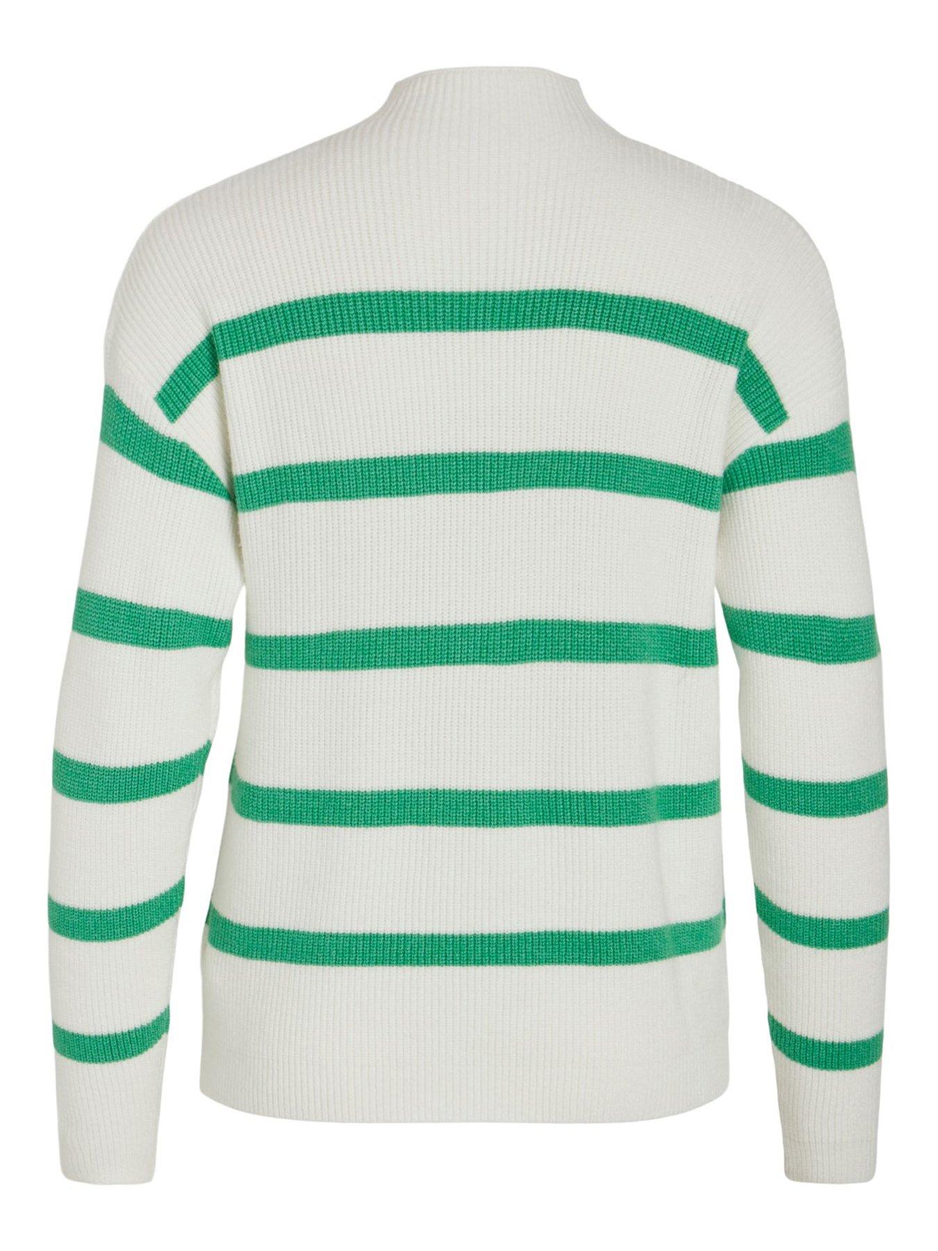  image of vila-mock-neck-rib-knit-jumper-whitegreen