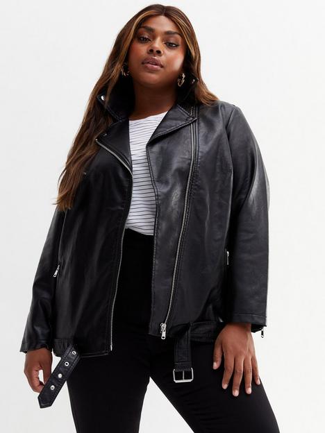 new-look-curves-leather-look-belted-biker-jacket-black