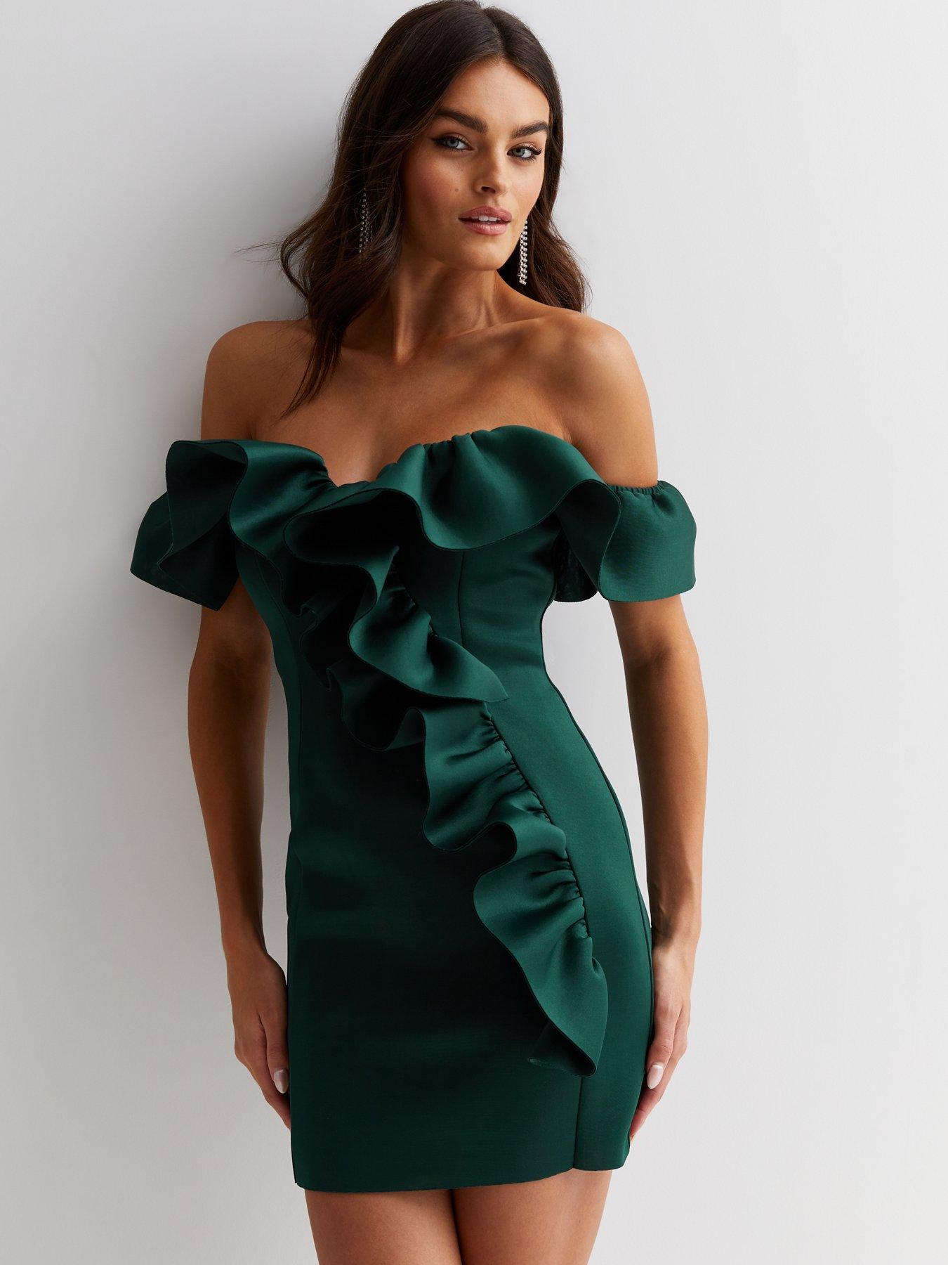 Scuba ruffle outlet dress