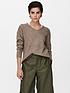  image of only-camilla-v-neck-pullover-knitted-jumper-brown