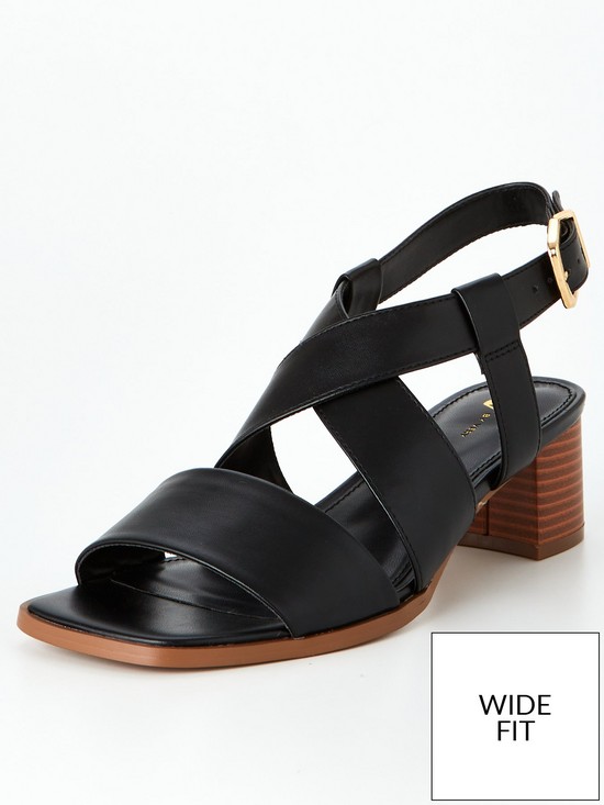 stillFront image of v-by-very-wide-fit-low-block-heel-strappy-sandal--black