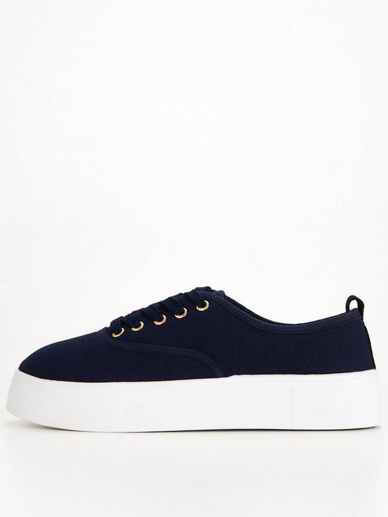 front image of v-by-very-canvas-lace-up-trainer-navy