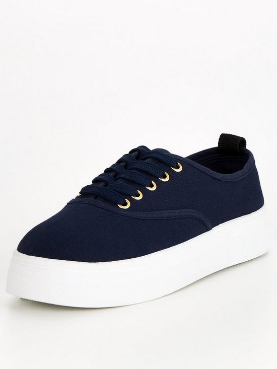 stillFront image of v-by-very-canvas-lace-up-trainer-navy