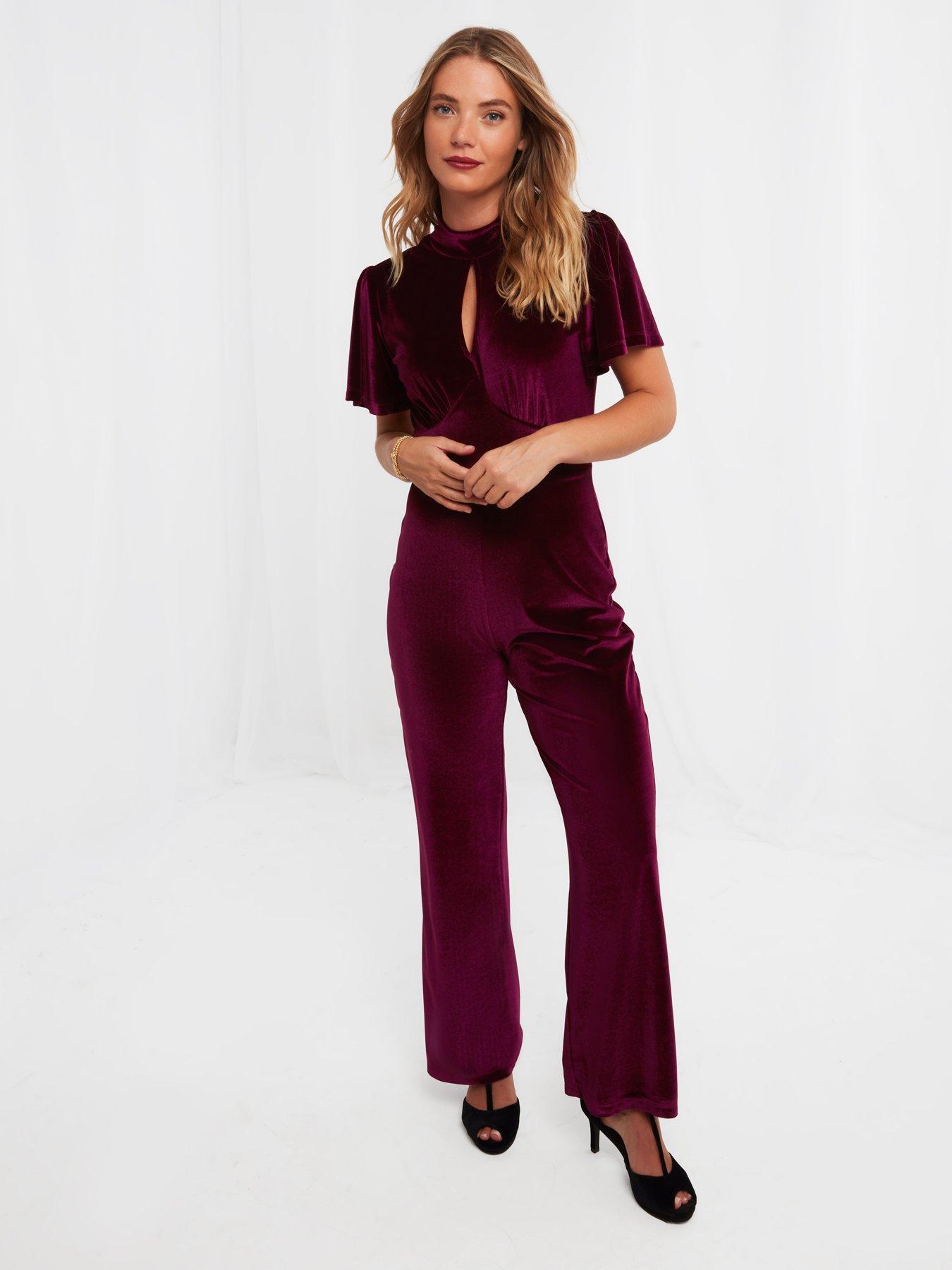 dark red velvet jumpsuit