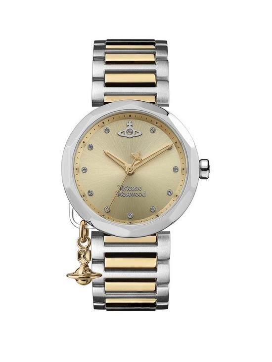 front image of vivienne-westwood-poplar-ladies-quartz-watch-with-champagne-dial-stainless-steel-two-tone-bracelet