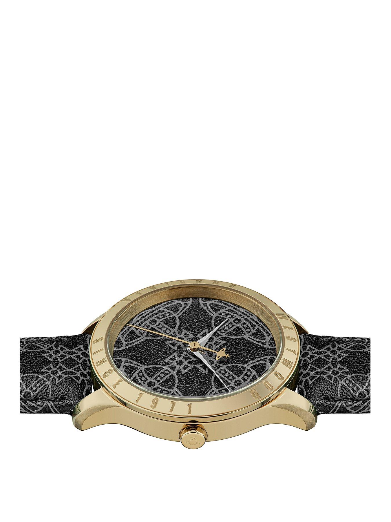 image of vivienne-westwood-berkeley-ladies-quartz-watch-with-black-dial-black-leather-strap