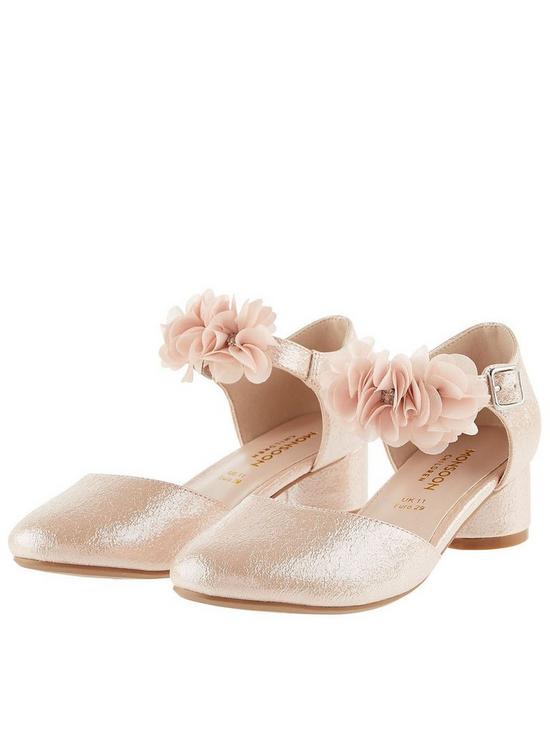 front image of monsoon-girls-textured-two-part-corsage-heel-shoes-pink