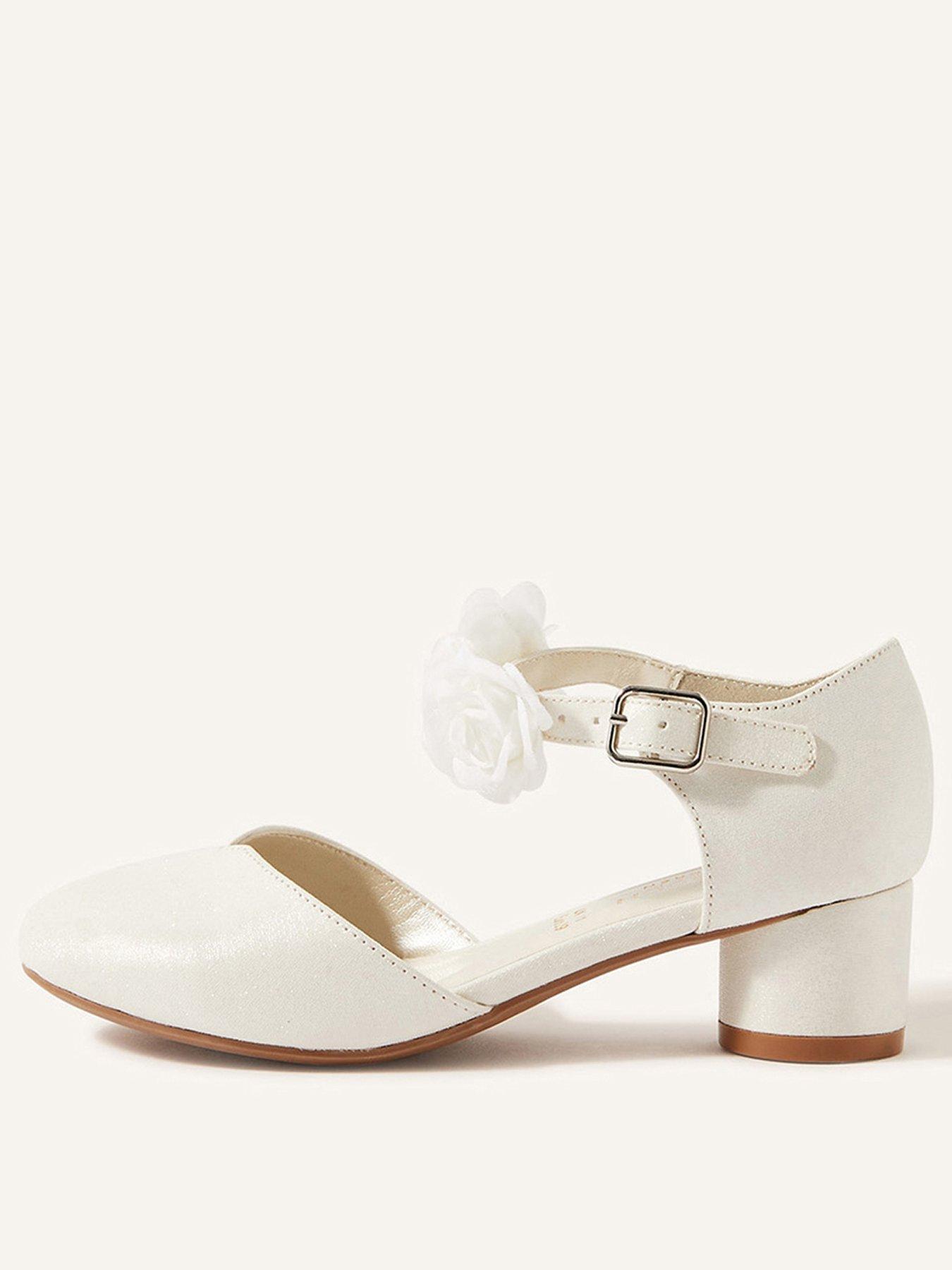  image of monsoon-girls-heel-corsage-shoes-ivory
