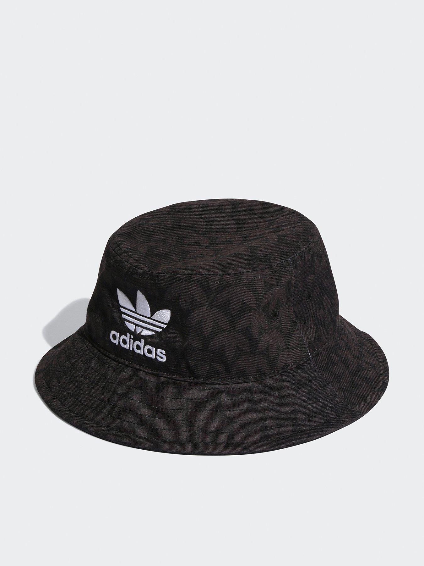  image of adidas-originals-monogram-print-bucket-hat-black