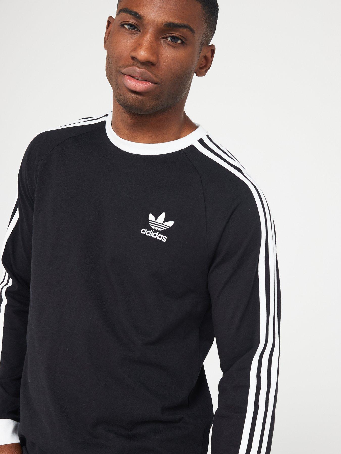  image of adidas-originals-mens-3-stripes-long-sleeve-t-shirt-black