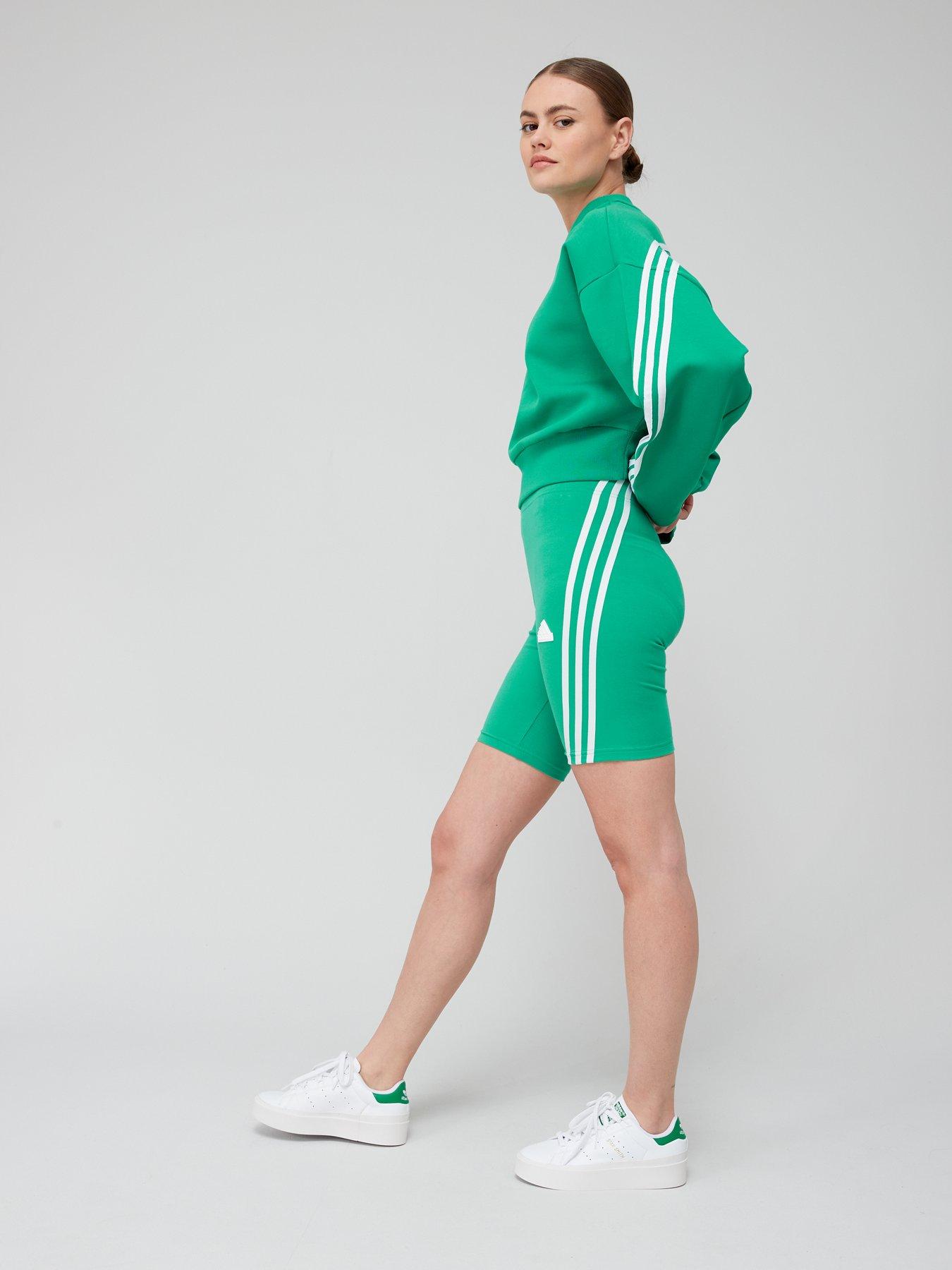  image of adidas-sportswear-womens-sportswear-3-stripe-bike-shorts-green