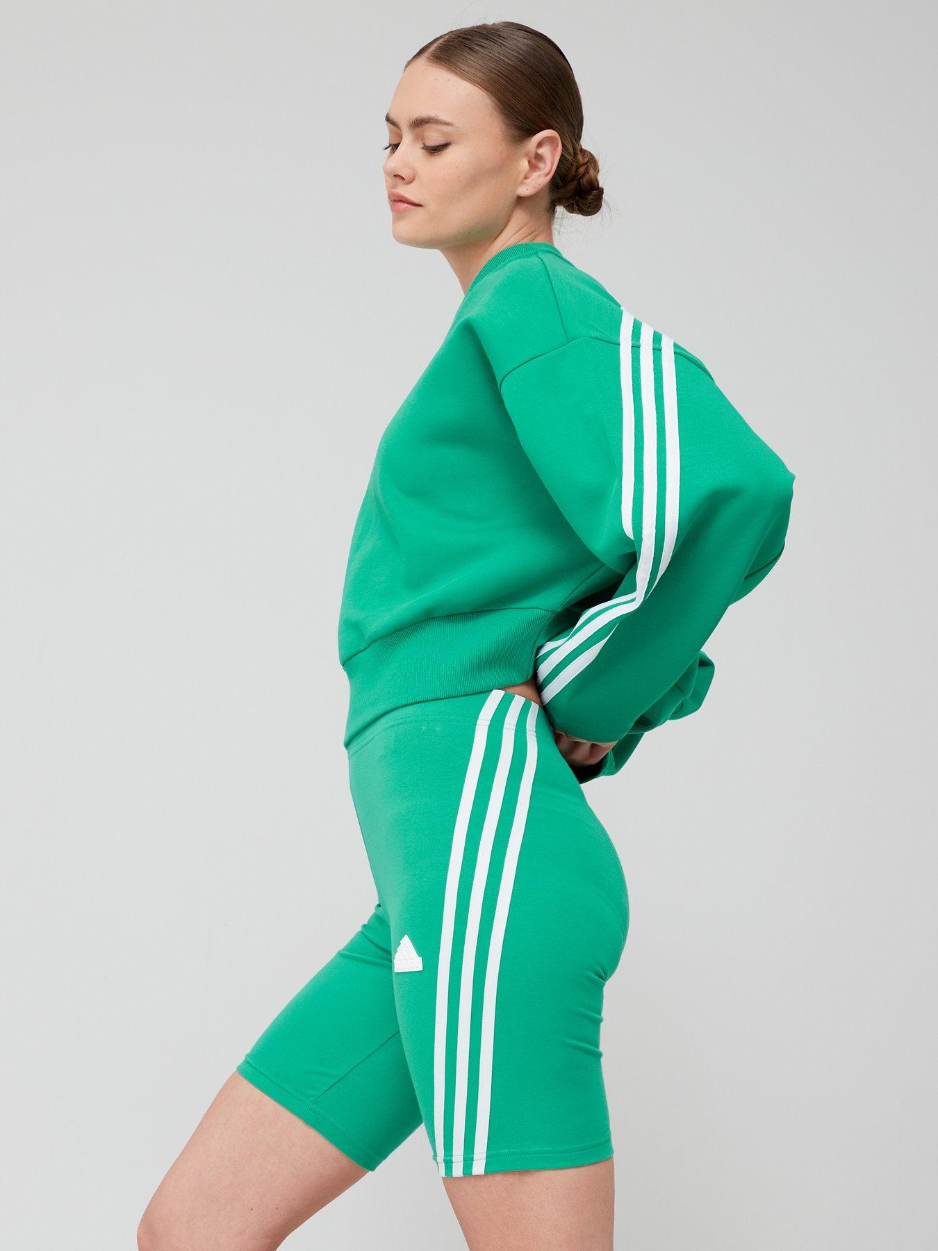  image of adidas-sportswear-womens-sportswear-3-stripe-bike-shorts-green