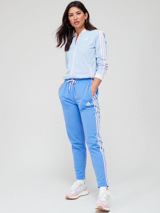 front image of adidas-sportswear-essentials-sports-tracksuit-blue