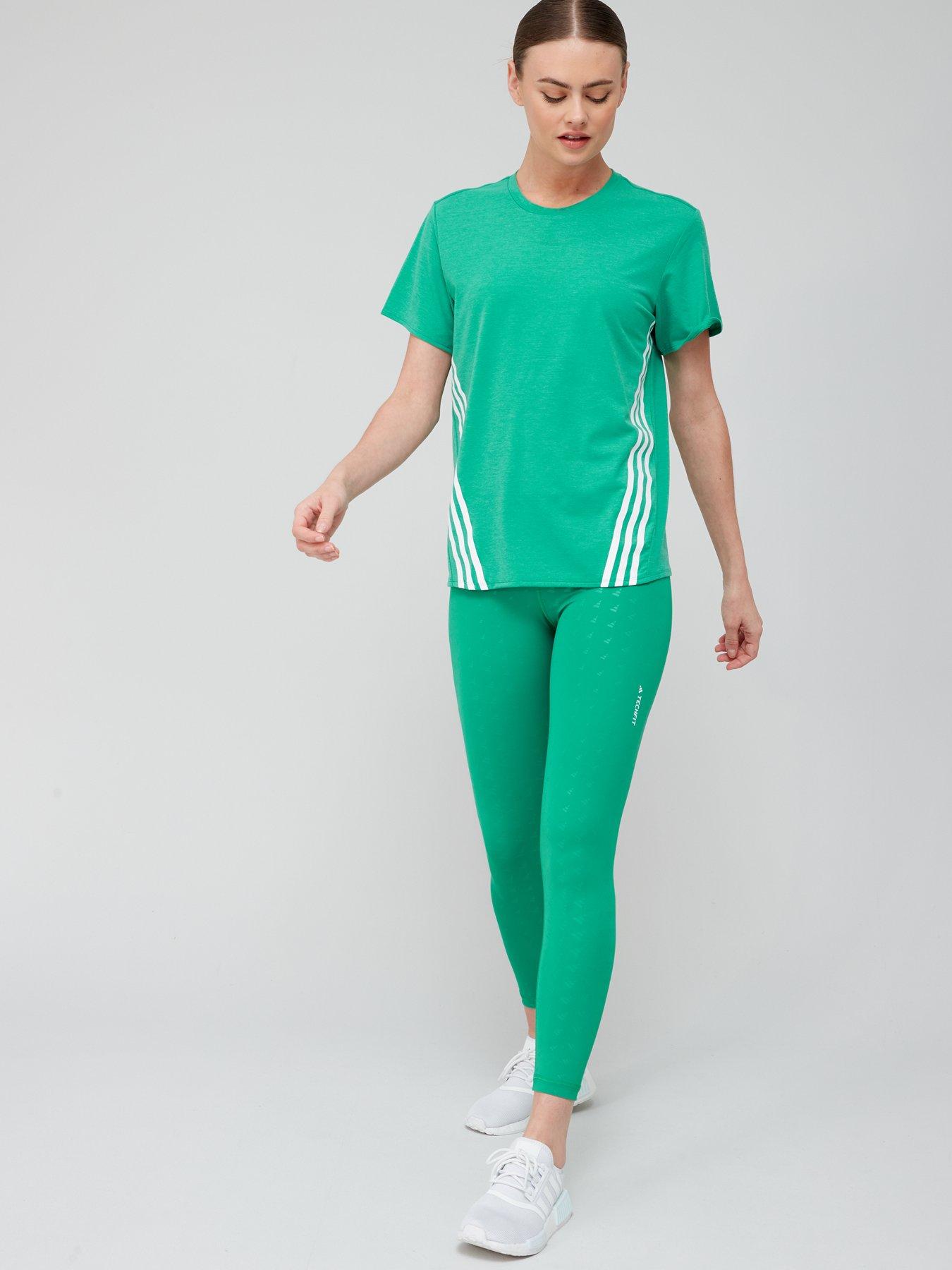 Adidas 3 stripe cheap t shirt women's green