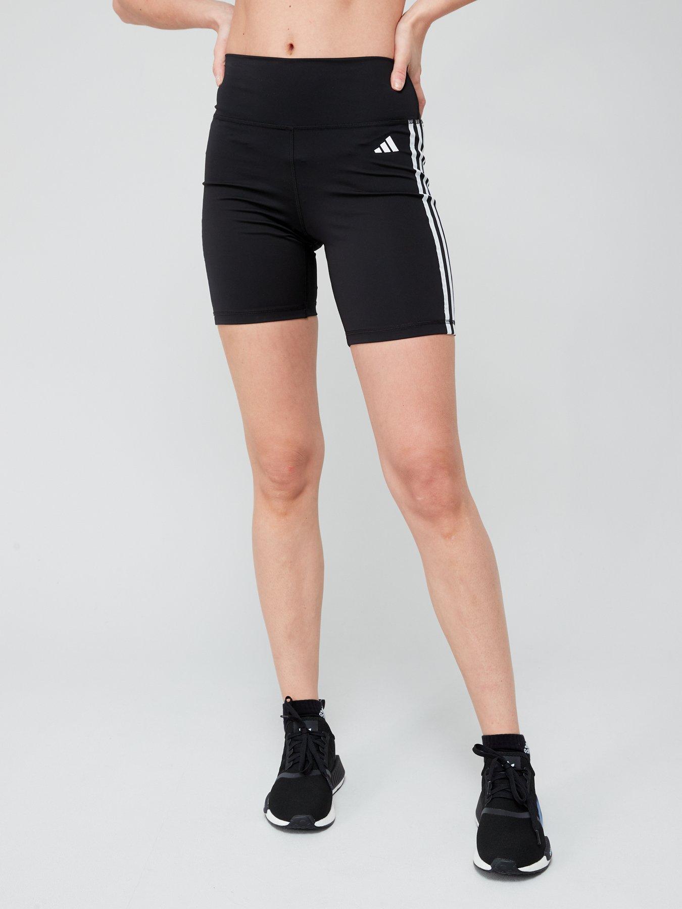 adidas Performance Training Essentials 3-stripes High-waisted Short Leggings  - Black