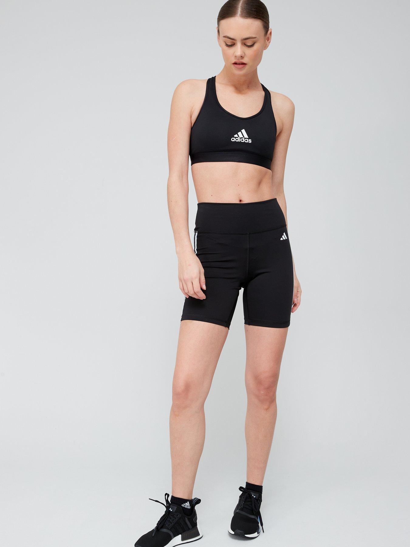 Adidas training alphaskin booty shorts hot sale with side logo in black