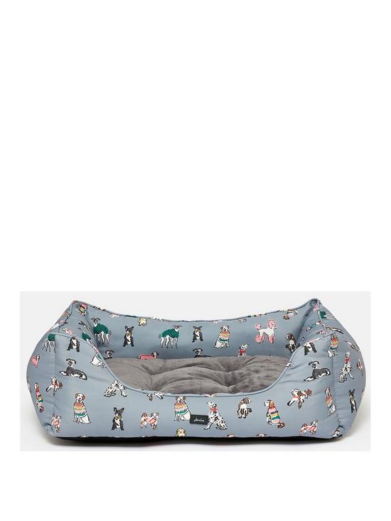 front image of joules-rainbow-dogs-box-bed-small