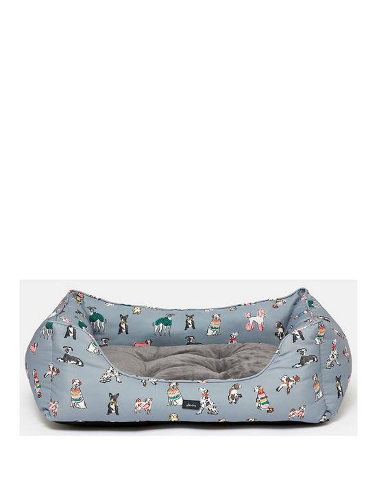 front image of joules-rainbow-dogs-box-bed-large