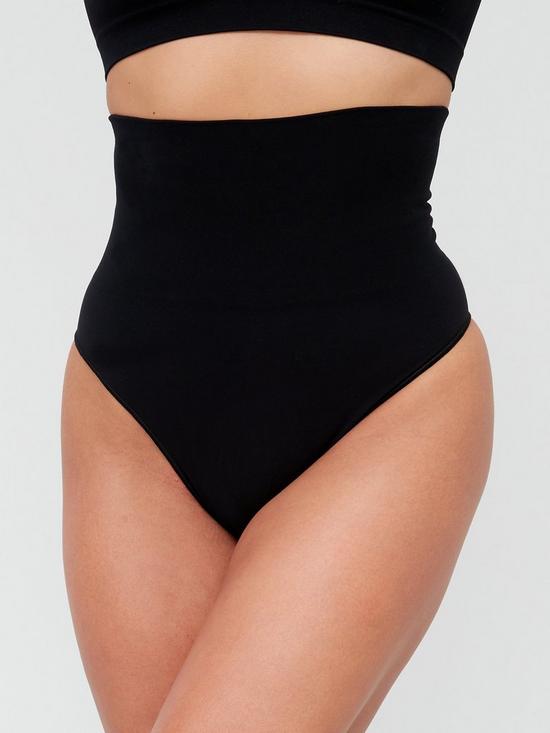 front image of everybody-shape-enhancing-seamless-high-waist-thong-black