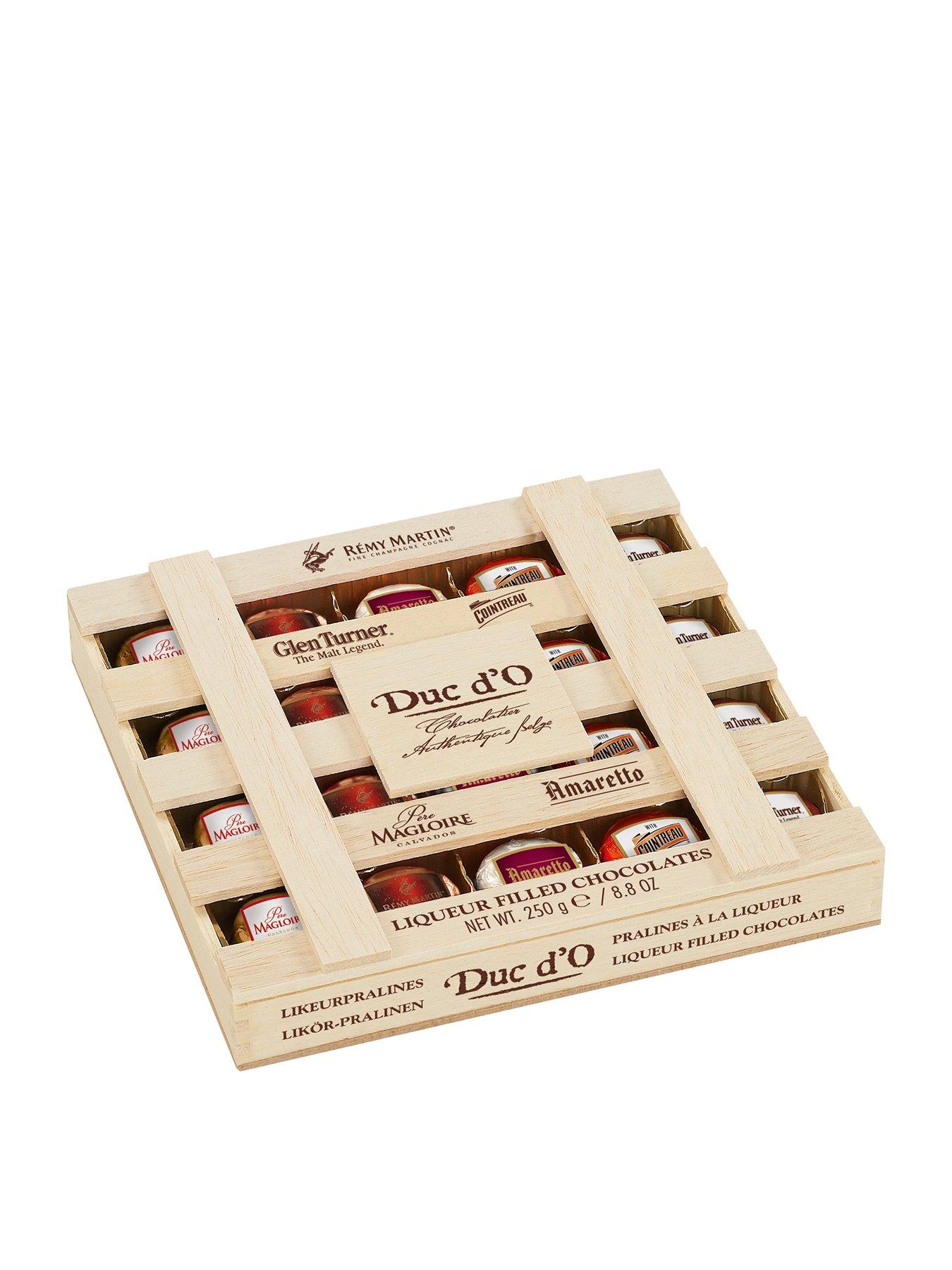 Duc d'O Wooden Crate of Assorted LiqueurFilled Chocolates with Sugar