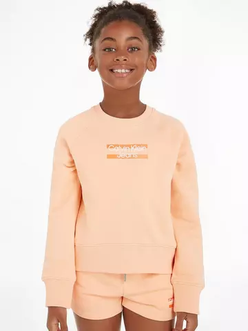 Calvin Klein Jeans Girls Hero Logo Sweatshirt - Fresh Cantaloupe |  