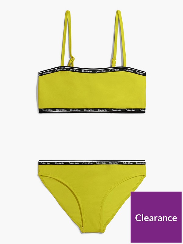 Calvin Klein Girls Bralette Taping Bikini Set - Yellow