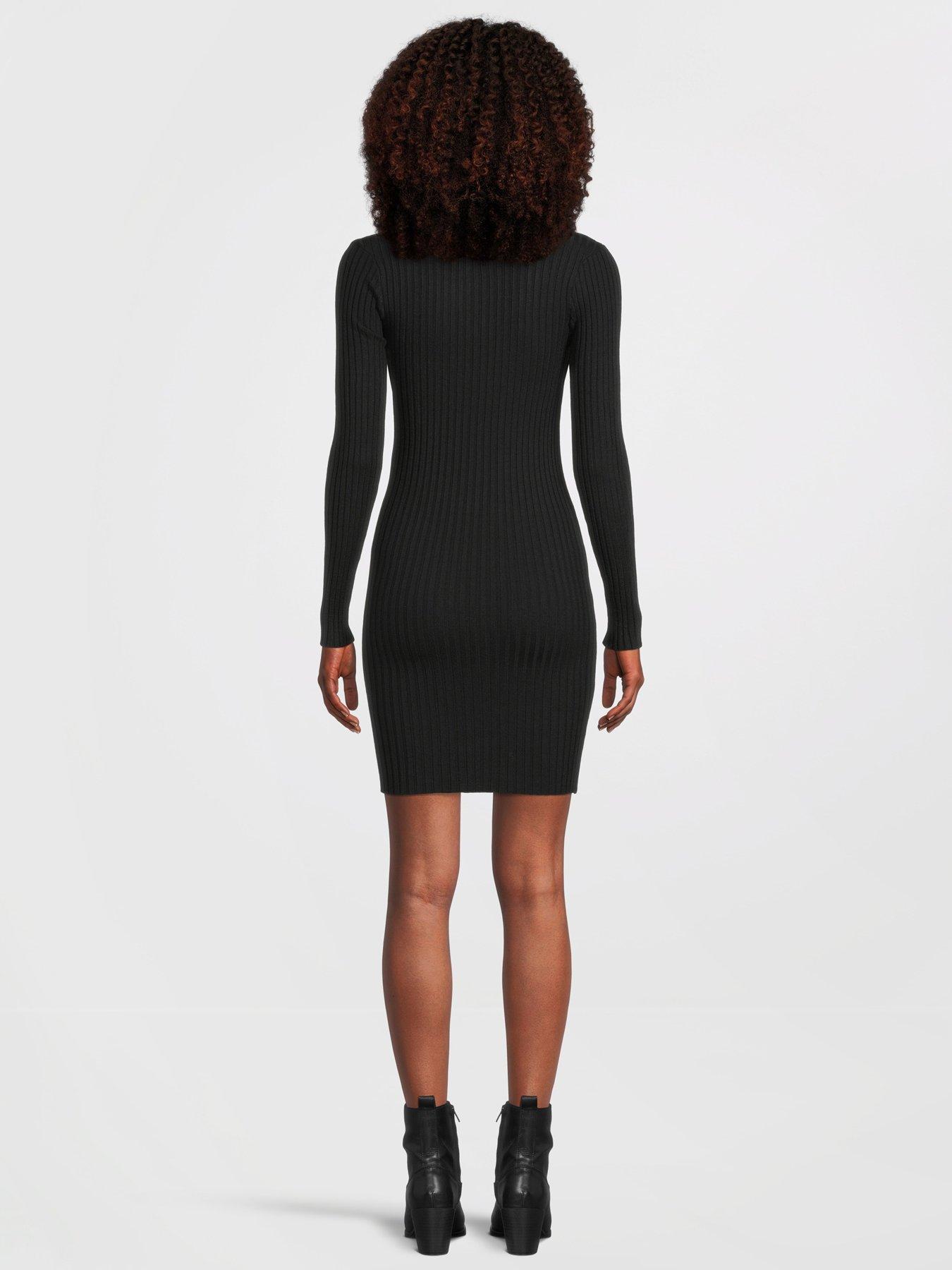  image of pieces-knitted-mini-dress-black