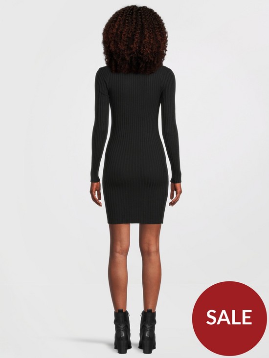 stillFront image of pieces-knitted-mini-dress-black