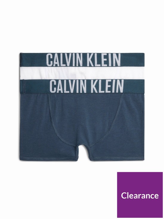 front image of calvin-klein-boys-2-pack-logo-trunk-bluewhite