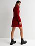  image of new-look-red-abstract-print-crinkle-jersey-high-neck-mini-dress