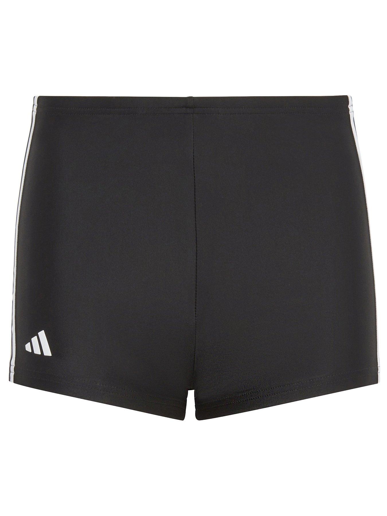 undefined Boys 3 Stripe Swim Boxer Short - Black/White