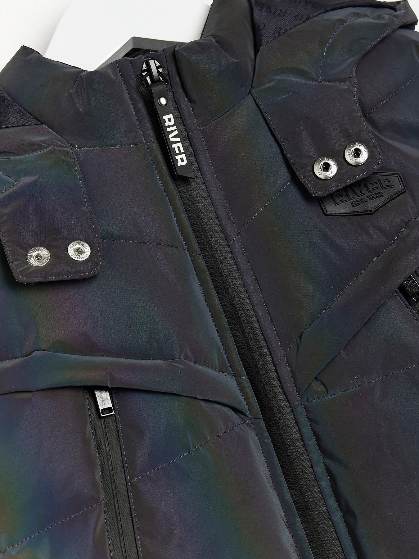  image of river-island-mini-mini-boys-holographic-padded-jacket-grey