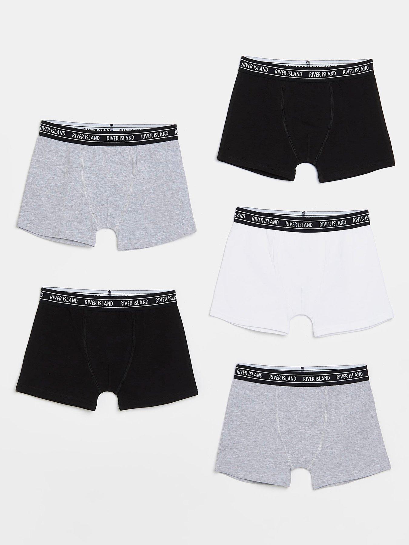 River Island Boys Monochrome Boxer Shorts 5 Pack Grey