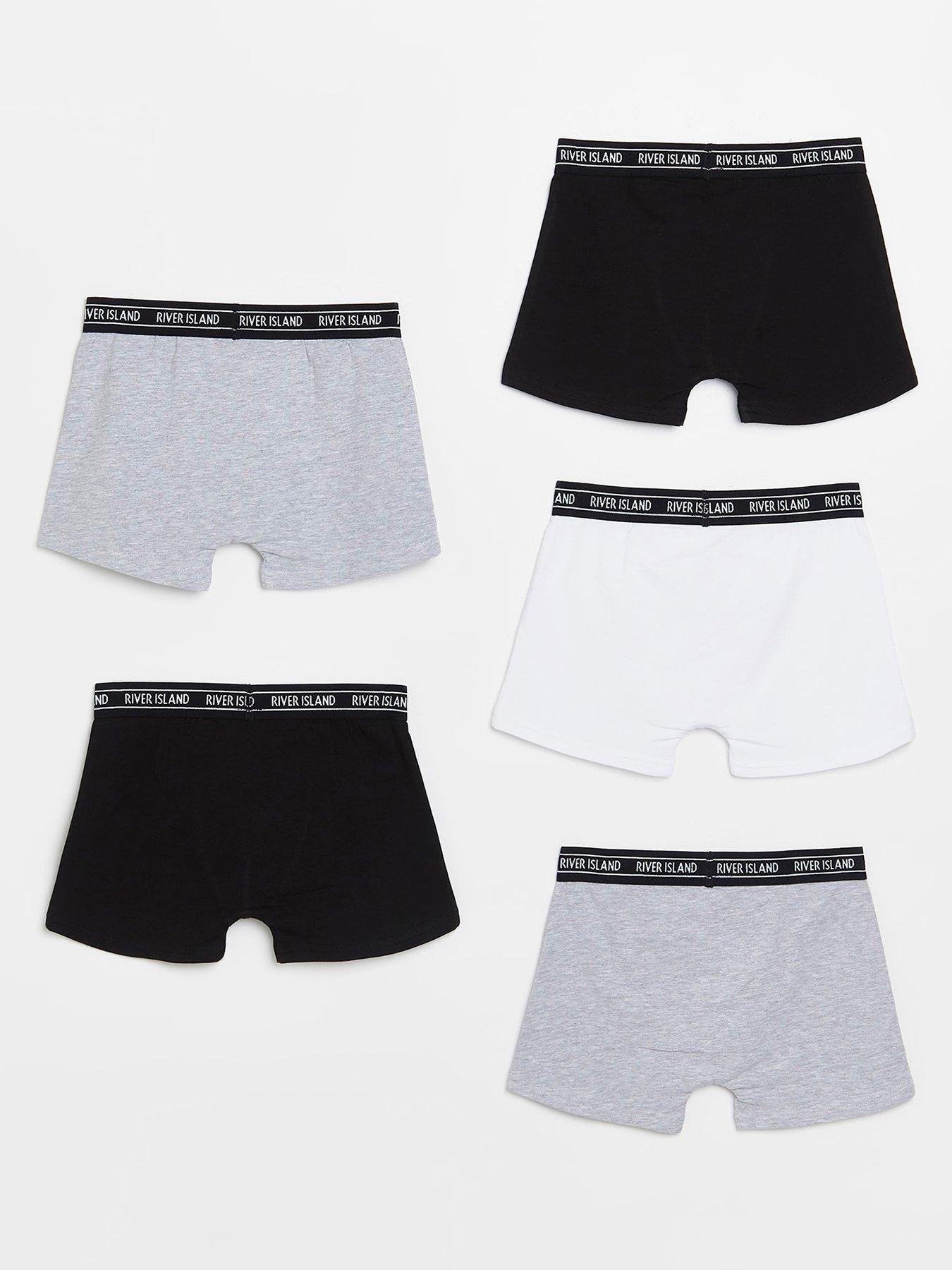 River Island Boys Monochrome Boxer Shorts 5 Pack Grey