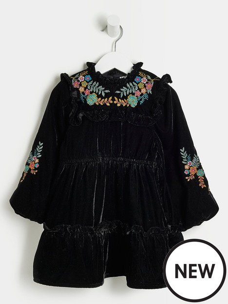 river-island-mini-mini-girls-velvet-embroidered-dress-black